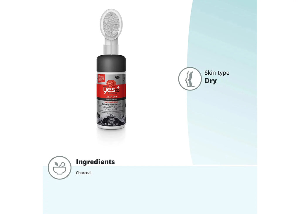 Tomatoes Clear Skin Anti-Pollution Detoxifying Charcoal Oxygenated Foaming Cleanser, 3.8 Fl Oz (2 Pack)