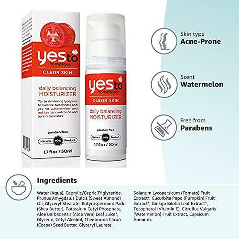 Yes to Tomatoes Daily Balancing Moisturizer for Clear Skin, Watermelon, 1.7 Fl